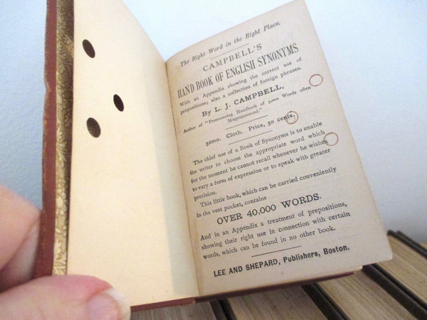 Pronouncing Handbook of Words 1873 First Edition, Richard Soule, Loomis J Campbell